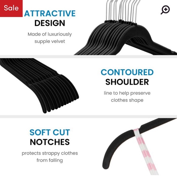 10 Pack of Velvet Space-Saving Hangers - Picture 4 of 6